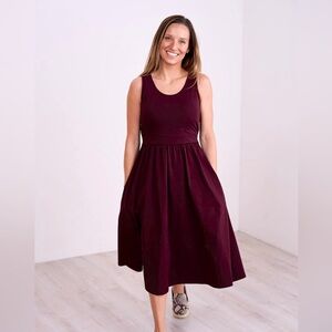 Latched Mama cotton nursing maternity sundress sleeveless maroon small